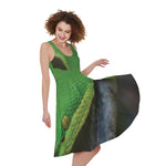 Trimeresurus Albolabris Snake Print Women's Sleeveless Dress