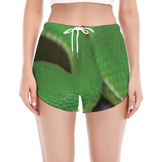 Trimeresurus Albolabris Snake Print Women's Split Running Shorts