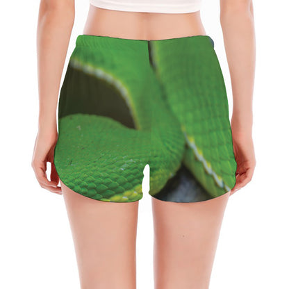 Trimeresurus Albolabris Snake Print Women's Split Running Shorts
