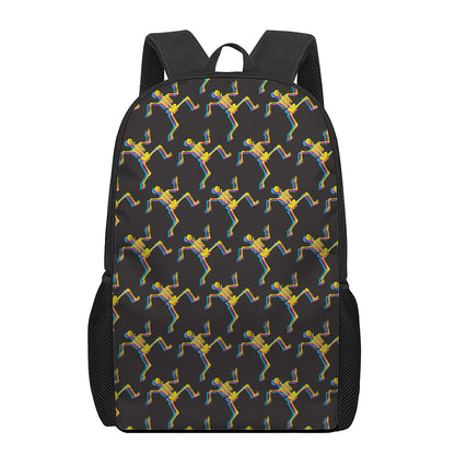 Trippy Dancing Skeleton Pattern Print 17 Inch Backpack