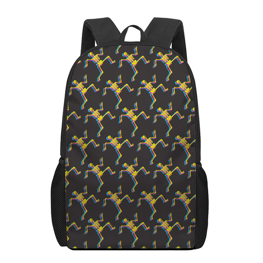 Trippy Dancing Skeleton Pattern Print 17 Inch Backpack