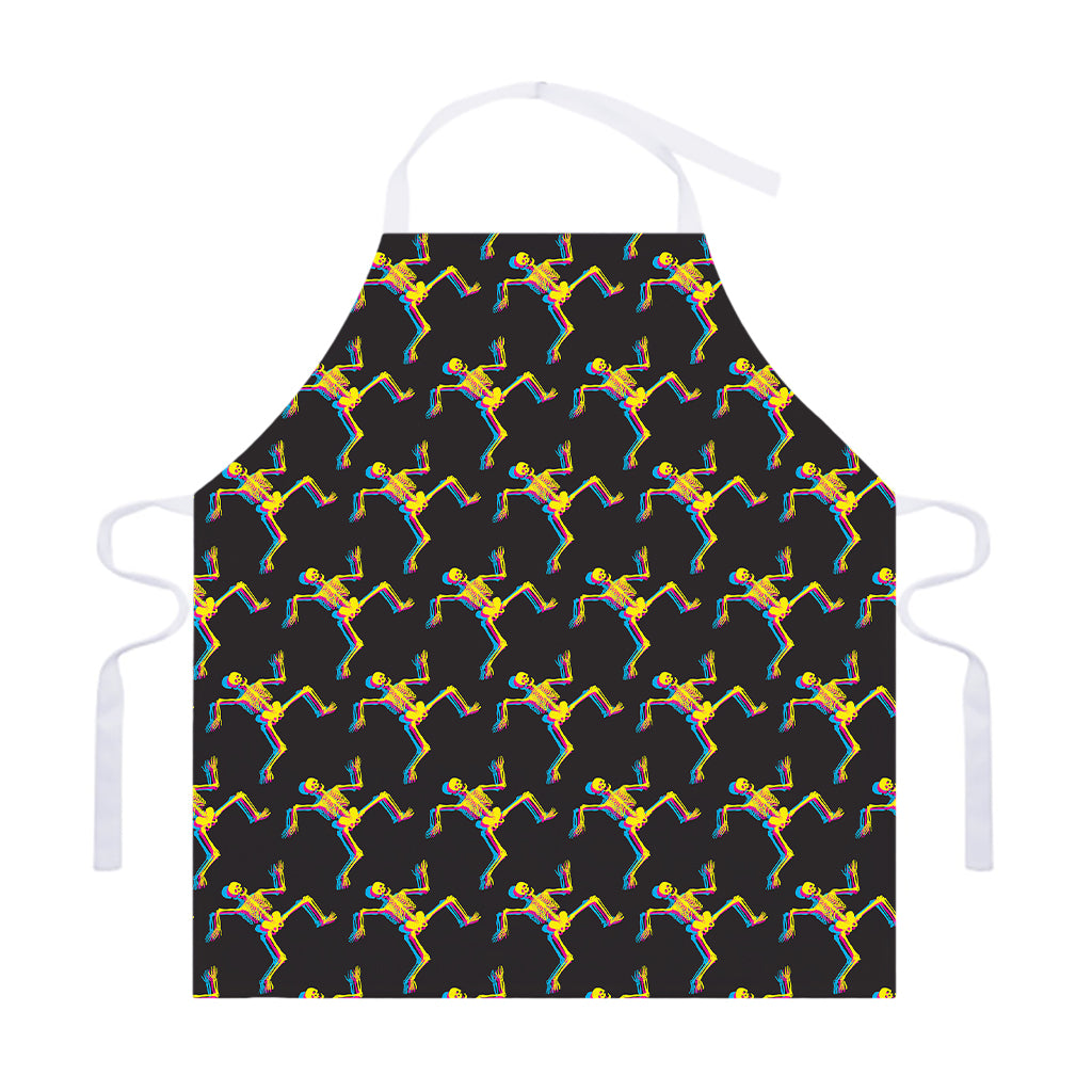 Trippy Dancing Skeleton Pattern Print Adjustable Apron