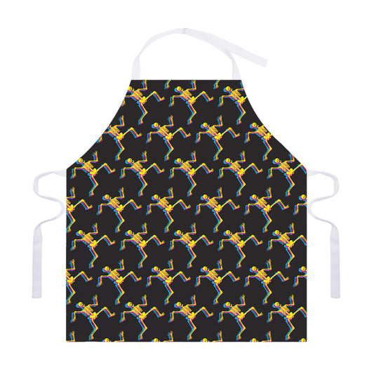Trippy Dancing Skeleton Pattern Print Adjustable Apron