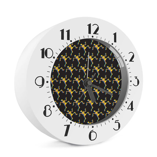 Trippy Dancing Skeleton Pattern Print Alarm Clock