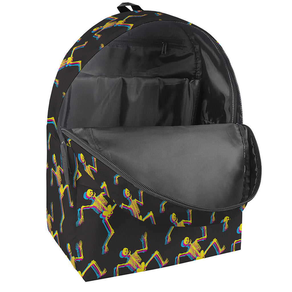 Trippy Dancing Skeleton Pattern Print Backpack