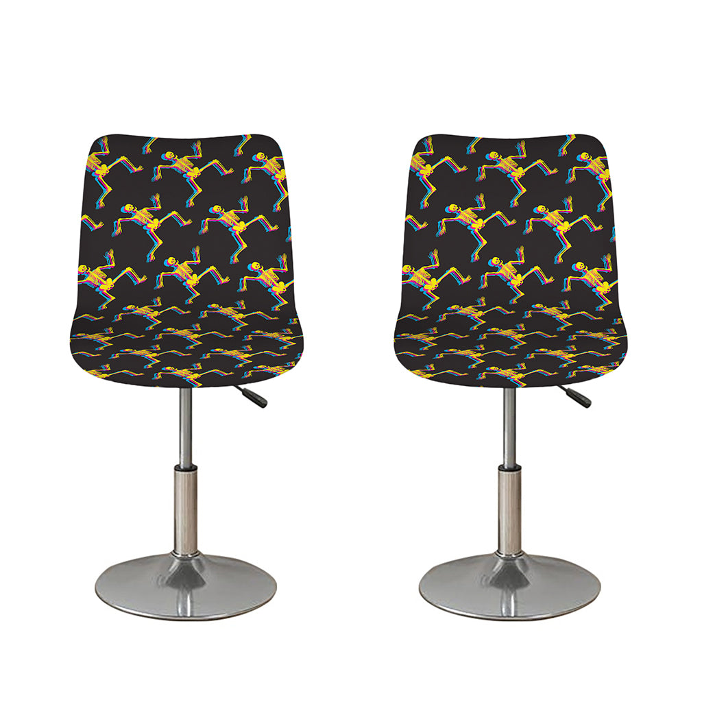 Trippy Dancing Skeleton Pattern Print Bar Stool Covers