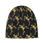 Trippy Dancing Skeleton Pattern Print Beanie