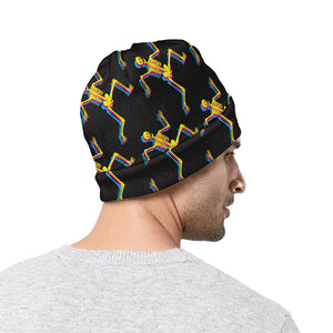 Trippy Dancing Skeleton Pattern Print Beanie