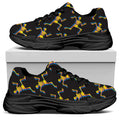 Trippy Dancing Skeleton Pattern Print Black Chunky Shoes