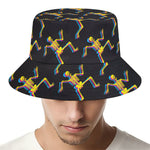 Trippy Dancing Skeleton Pattern Print Bucket Hat