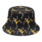 Trippy Dancing Skeleton Pattern Print Bucket Hat