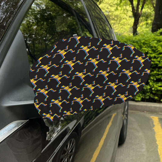 Trippy Dancing Skeleton Pattern Print Car Side Mirror Covers