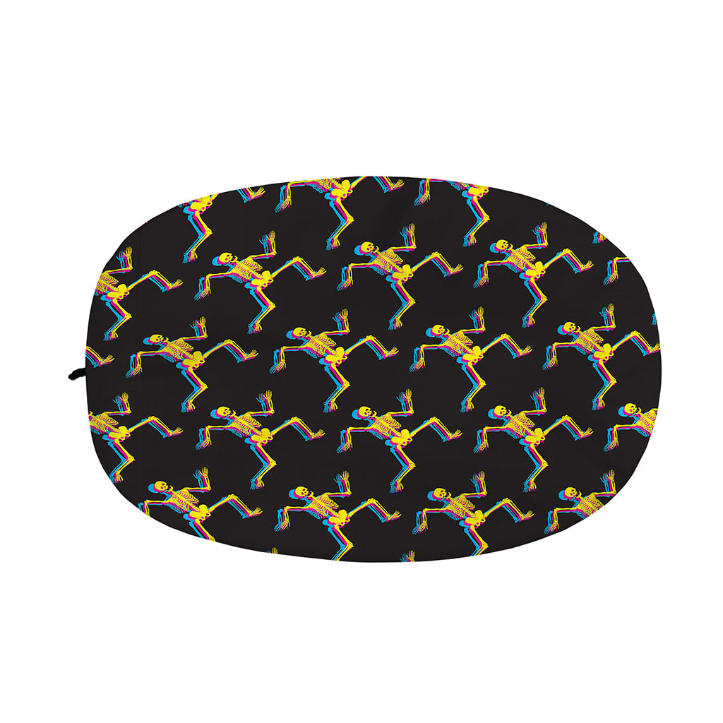 Trippy Dancing Skeleton Pattern Print Car Side Mirror Covers