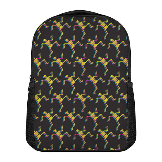 Trippy Dancing Skeleton Pattern Print Casual Backpack