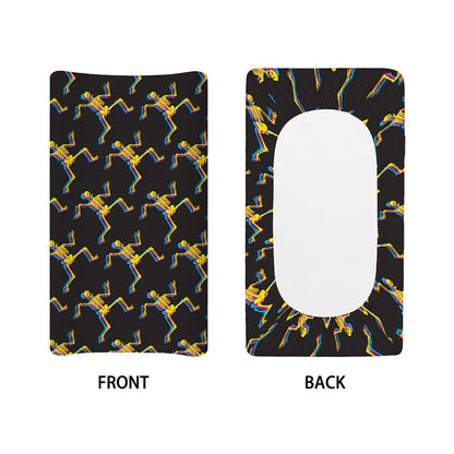 Trippy Dancing Skeleton Pattern Print Changing Pad Cover