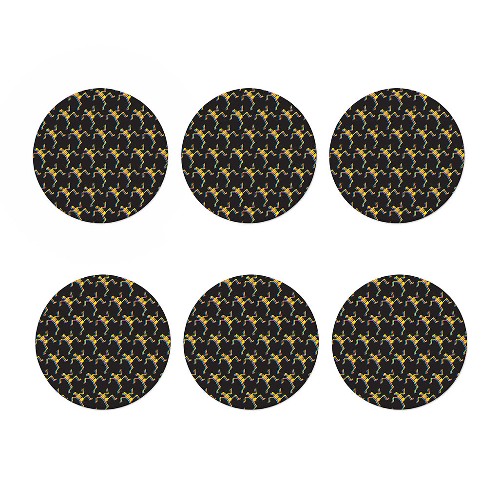 Trippy Dancing Skeleton Pattern Print Coaster Set