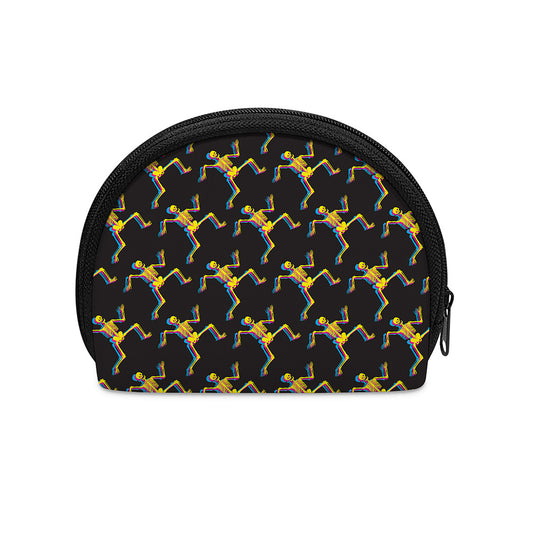 Trippy Dancing Skeleton Pattern Print Coin Purse