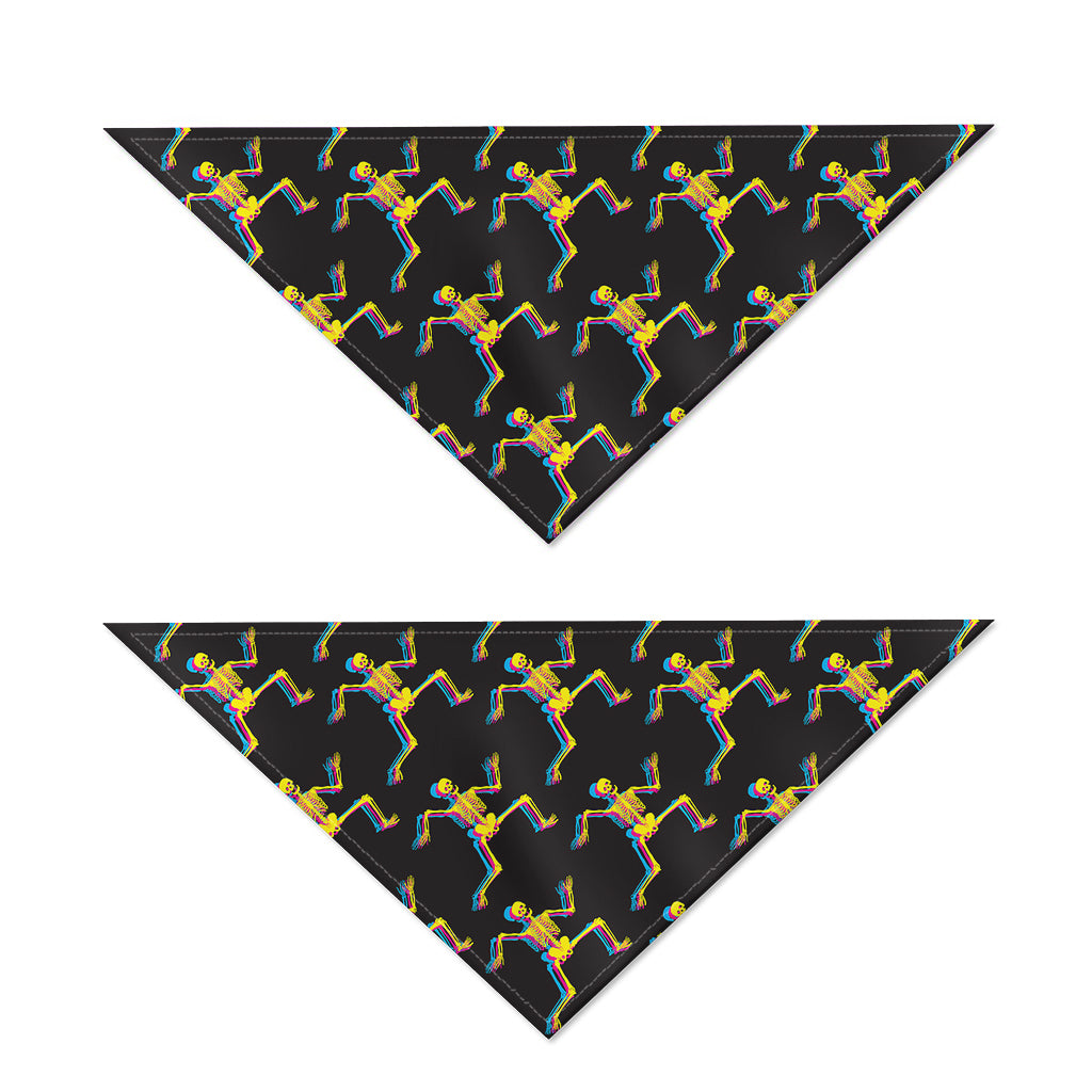 Trippy Dancing Skeleton Pattern Print Dog Bandana