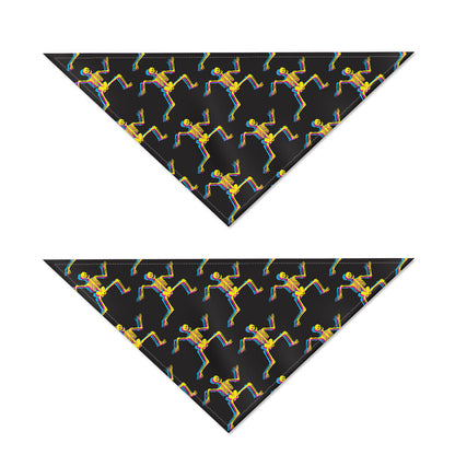 Trippy Dancing Skeleton Pattern Print Dog Bandana