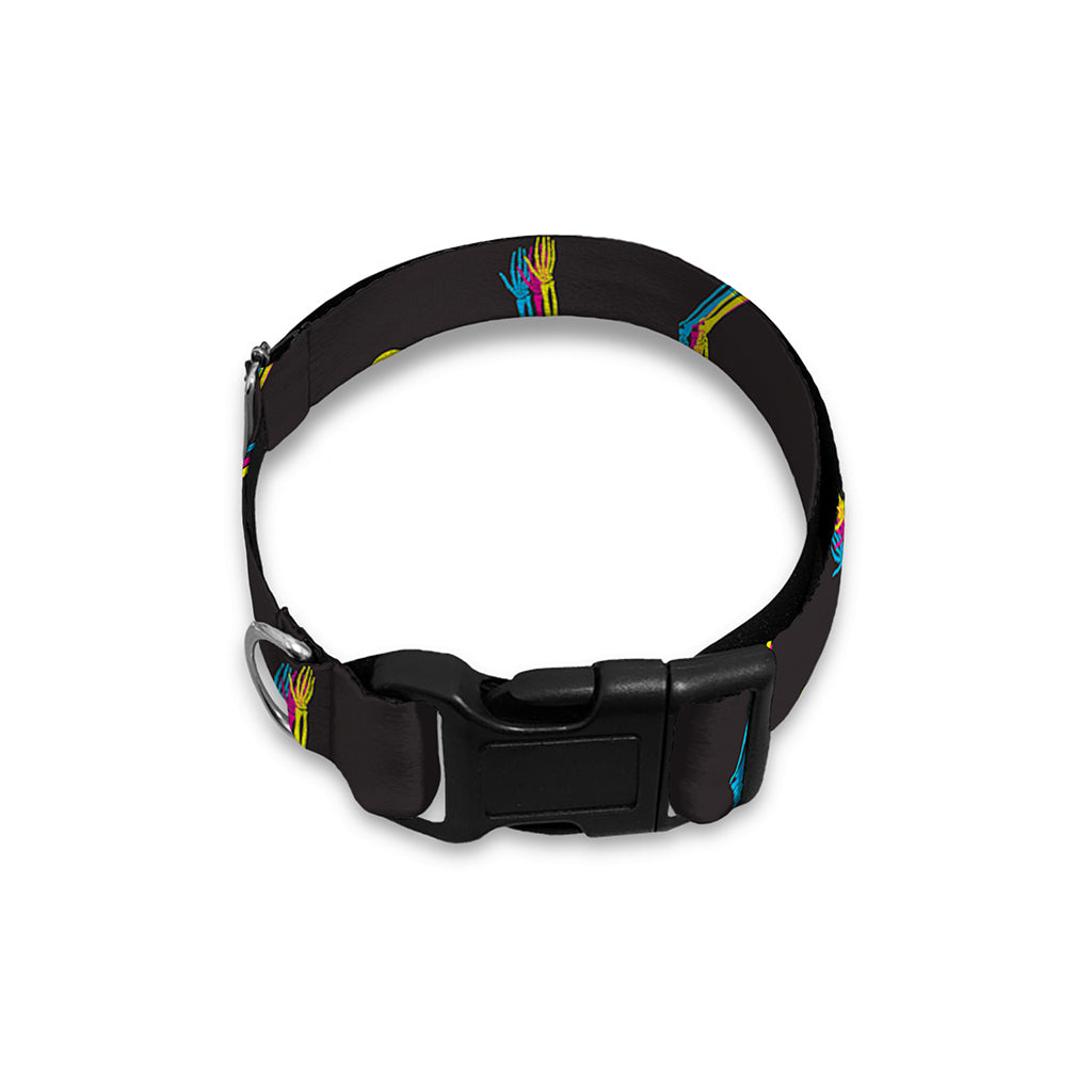 Trippy Dancing Skeleton Pattern Print Dog Collar