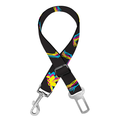 Trippy Dancing Skeleton Pattern Print Dog Seat Belt