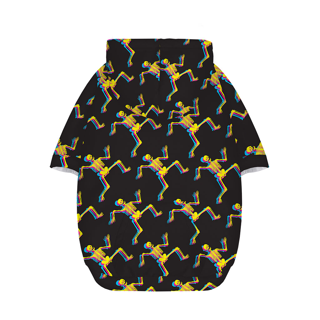 Trippy Dancing Skeleton Pattern Print Dog Zip Up Hoodie