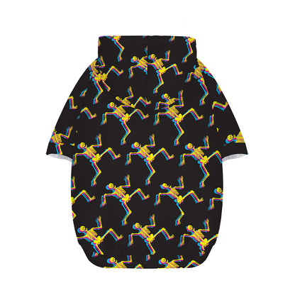 Trippy Dancing Skeleton Pattern Print Dog Zip Up Hoodie