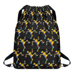 Trippy Dancing Skeleton Pattern Print Drawstring Backpack