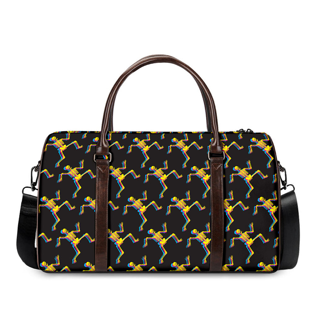 Trippy Dancing Skeleton Pattern Print Duffle Bag