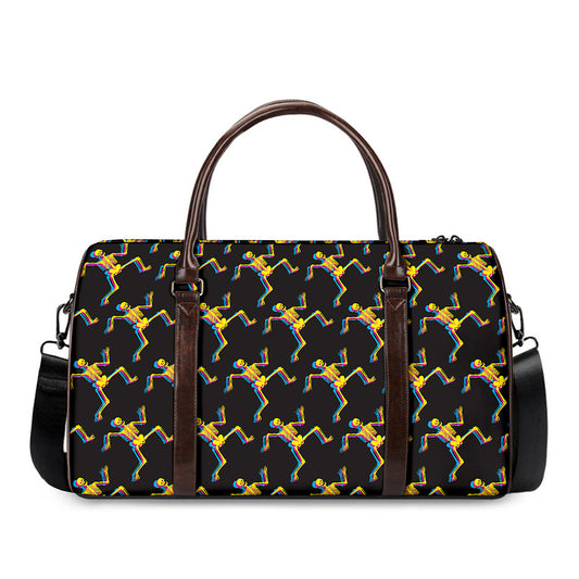 Trippy Dancing Skeleton Pattern Print Duffle Bag