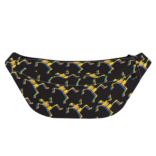 Trippy Dancing Skeleton Pattern Print Fanny Pack