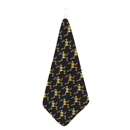 Trippy Dancing Skeleton Pattern Print Hand Towel