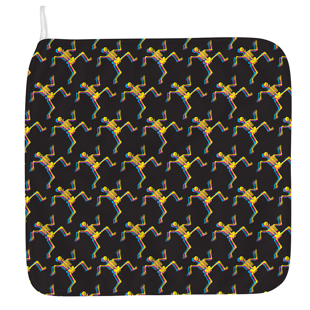 Trippy Dancing Skeleton Pattern Print Hand Towel