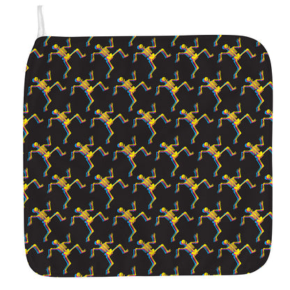 Trippy Dancing Skeleton Pattern Print Hand Towel