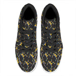 Trippy Dancing Skeleton Pattern Print High Top Leather Sneakers