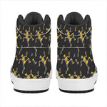 Trippy Dancing Skeleton Pattern Print High Top Leather Sneakers