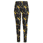 Trippy Dancing Skeleton Pattern Print High-Waisted Pocket Leggings