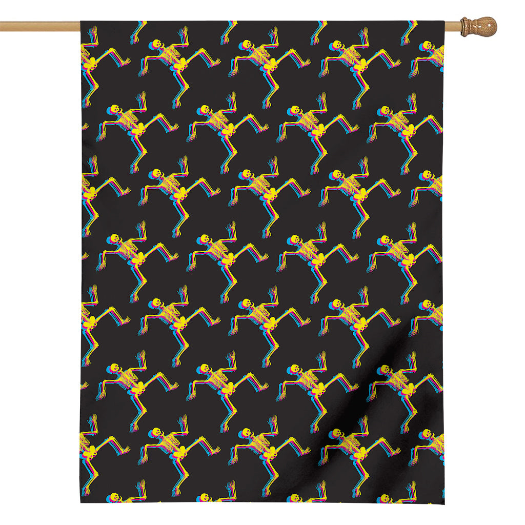 Trippy Dancing Skeleton Pattern Print House Flag
