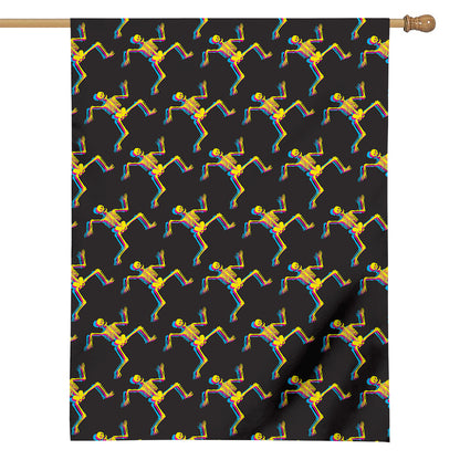 Trippy Dancing Skeleton Pattern Print House Flag