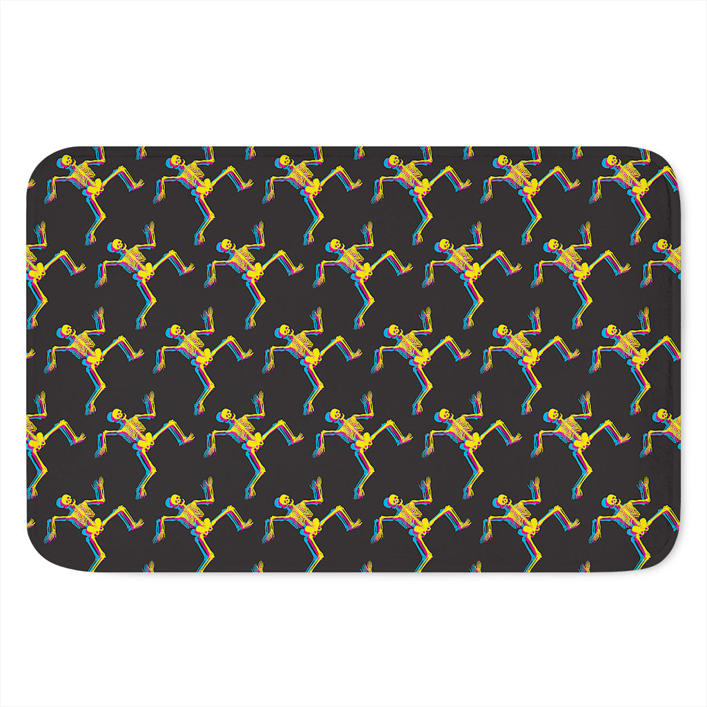 Trippy Dancing Skeleton Pattern Print Indoor Door Mat