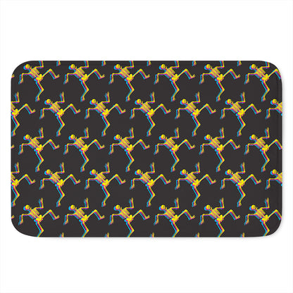 Trippy Dancing Skeleton Pattern Print Indoor Door Mat