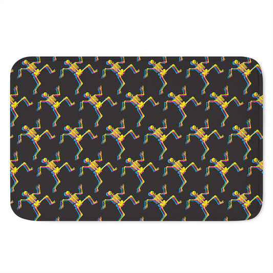 Trippy Dancing Skeleton Pattern Print Indoor Door Mat