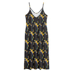 Trippy Dancing Skeleton Pattern Print Jersey Midi Cami Dress