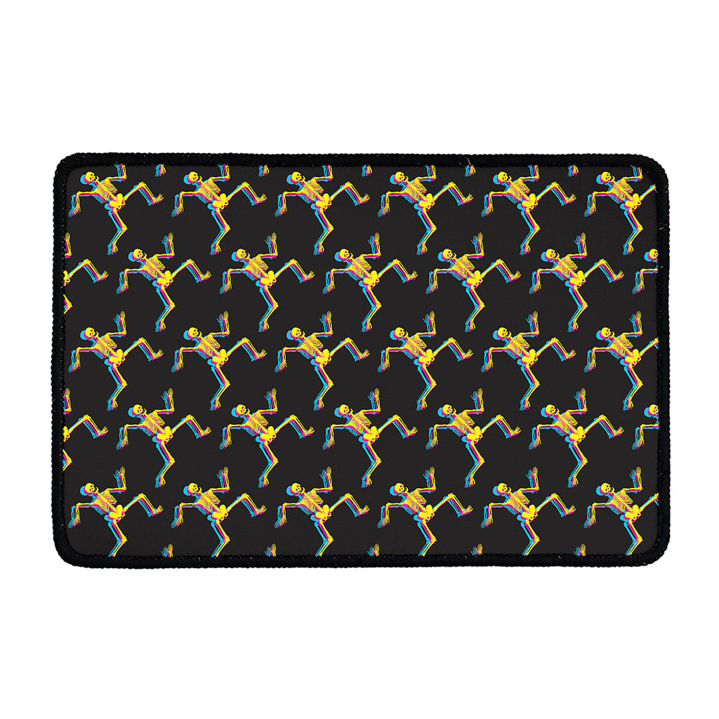 Trippy Dancing Skeleton Pattern Print Kitchen Mat