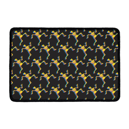 Trippy Dancing Skeleton Pattern Print Kitchen Mat