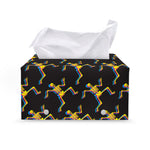 Trippy Dancing Skeleton Pattern Print Leather Tissue Box Cover