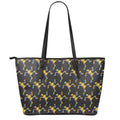 Trippy Dancing Skeleton Pattern Print Leather Tote Bag With Zipper