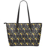 Trippy Dancing Skeleton Pattern Print Leather Tote Bag