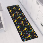 Trippy Dancing Skeleton Pattern Print Long Kitchen Mat