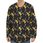 Trippy Dancing Skeleton Pattern Print Long Sleeve Baseball Jersey